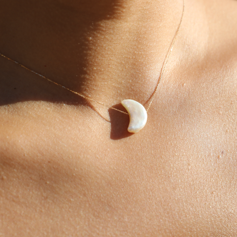 Crescent Moon Pearl Necklace