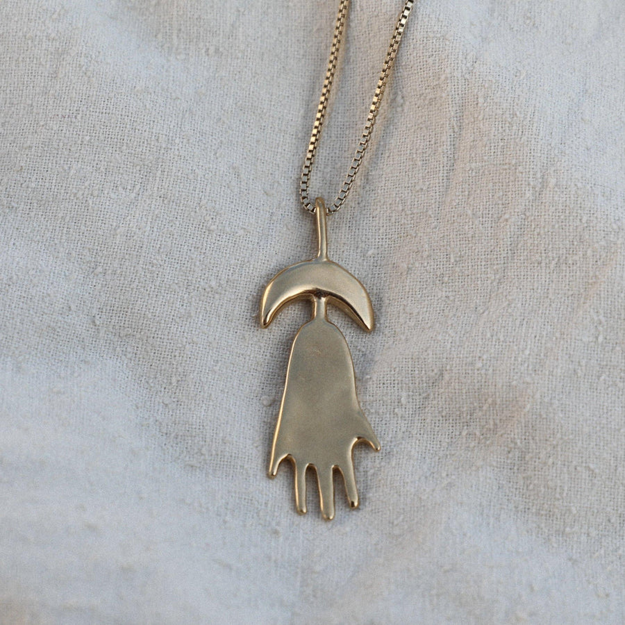 Hamsa + Moon Necklace